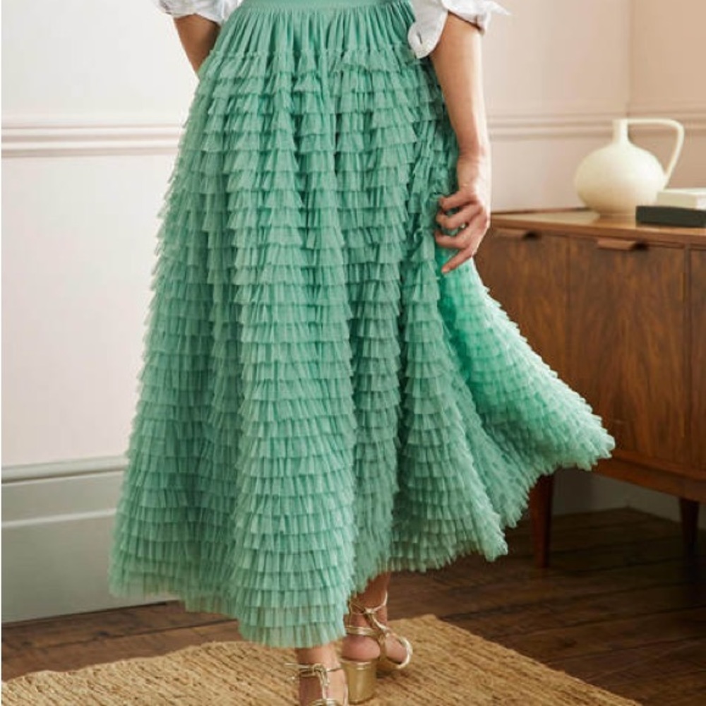 Boden Rachael Layered Tulle Skirt in Soft Green - Picture 2 of 6
